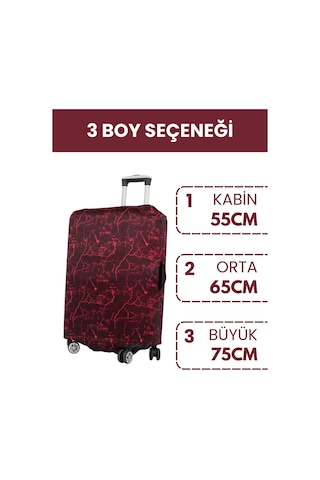 Lubros Valiz Kılıfı Bavul Koruyucu Yıkanabilir Alev Damarı