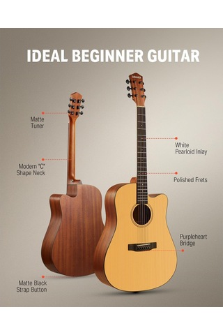 Donner Dag-1c Cutaway Akustik Gitar Seti Natural