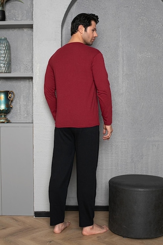 Mutlu City Yuvarlak Yaka %100 Pamuk Regular Kalıp Erkek Pijama Takımı 983 Bordo