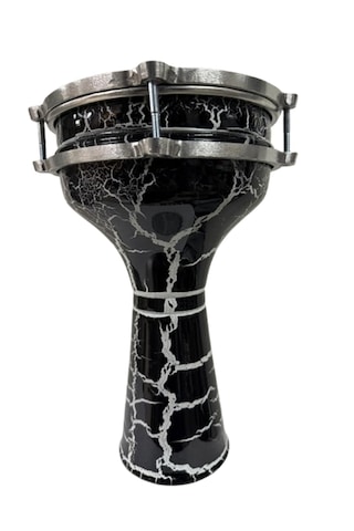 Vatan Darbuka 5 Numara Çatlak Boyalı Siyah - Beyaz Desenli