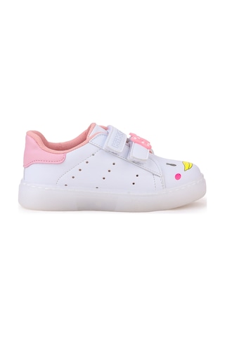 Kiko Kids Bart Cırtlı Işıklı Kız Çocuk Spor Ayakkabı Beyaz