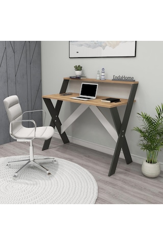 X Ayaklı Ders Çalışma Masası Bilgisayar Masası 50x90 Cm Çam & Gri