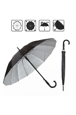 Microcase Unisex16 Telli Rüzgara Dayanıklı Su Geçirmez Baston Şemsiye