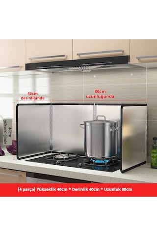 Snapbuy Paslanmaz Çelik Yağ Sıçratmaz, Ocak Koruyucu, Mutfak İçin Isı Ve Yağ Engelleyici 80x40x40cm