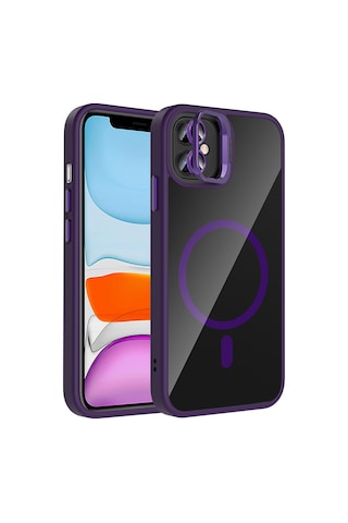 Zore Apple Uyumlu iPhone 11 Kılıf Standlı Ve Kamera Lens M-safe Şarj Özellikli Msra Etro K Gri