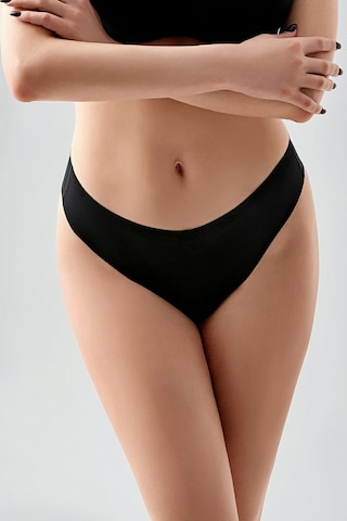 Kompedan Kadın String Lazer Kesim Slip Külot Siyah 9207 Siyah