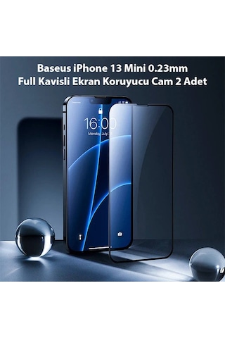 Baseus Apple iPhone Uyumlu 13 Mini 0.23mm Full Kavisli - Ekran Koruyucu Cam 2 Adet- 5775