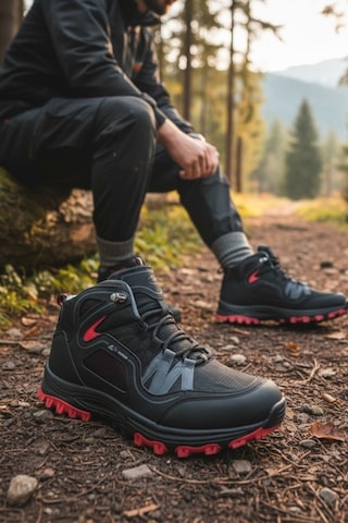 Enoch Erkek Siyah Kırmızı Waterproof Outdoor Trekking Ve Dağ Yürüyüş Botu Siyah - Kırmızı