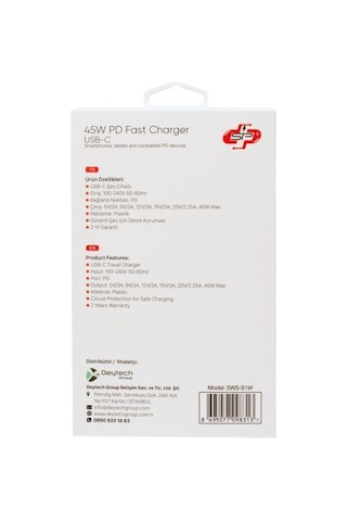 Swiss SWS-S1W Power 45 W Type-C Pd Hızlı Şarj Adaptörü Beyaz
