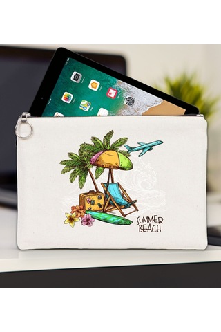 Bk Gift Yaz Temalı-9 Tablet Çantası 30x21cm, Apple iPad Uyumlu Çantası, Baskılı Tablet Kılıfı Kılıf