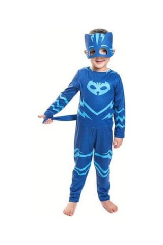 Sedirli Pj Mask Kostüm Pijamaskeliler Kedi Çocuk Kostüm -Tulum + Maske