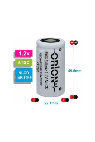 Orion 2300 mAh 1.2 V 5/4SC Boy Ni-CD Industrial Şarj Edilebilir Pil