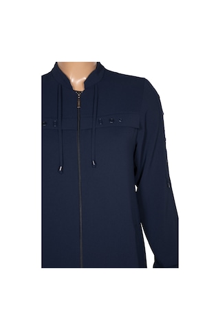 Hesna Kadın Selvi Dokuma Krep Kuş Gözü Aksesuarlı Lacivert Ferace Lacivert