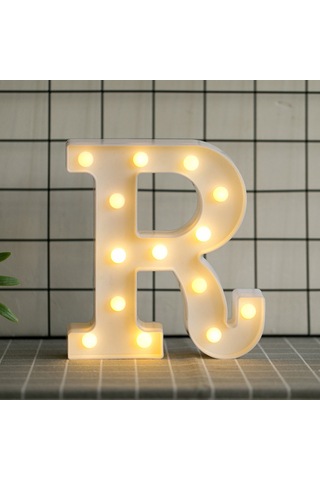 Skycity Led Harf Işığı R - Pvc Malzeme, Sıcak Beyaz Işık, Ev Dekorasyonu, Doğum Günü, Noel, Nikah - 3v Pil Beslemeli Pil Dahil Değil Diğer