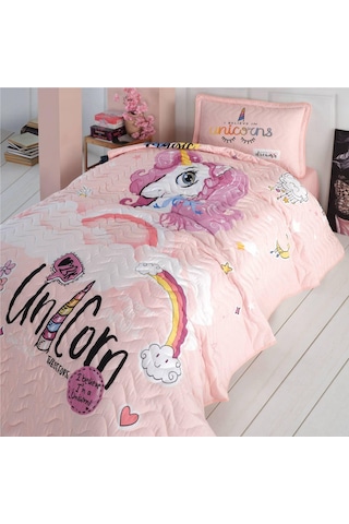 Clasy Ranforce Yatak Örtüsü Tek Kişilik Pink Dreams V1 Pudra