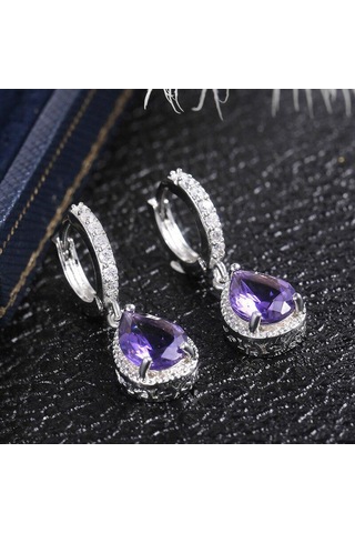 Lindon Kadın Zirkon Su Damlası Şekilli Küpe