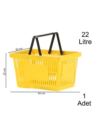 22 Litre Plastik Market Alışveriş El Sepeti Sarı 1 Adet / En:30 Boy:43 Yükseklik:22 Cm Sarı