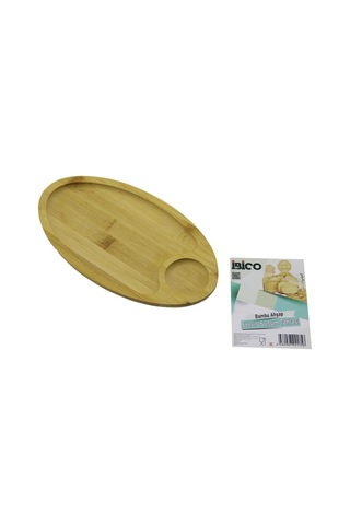 Oval 2 Bölmeli 1+1 Ahşap Bambu Servis Sunum Tepsi - Tahtası Mini Tepsi 25 X 14 X 1.4cm 5332 15cm