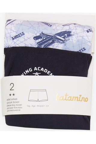 Katamino Breeze Erkek Çocuk Boxer 2 Li Gökyüzü Temalı Uçak Desenli 1-12 Yaş, Karışık Renk-karışık Renk Çok Renkli