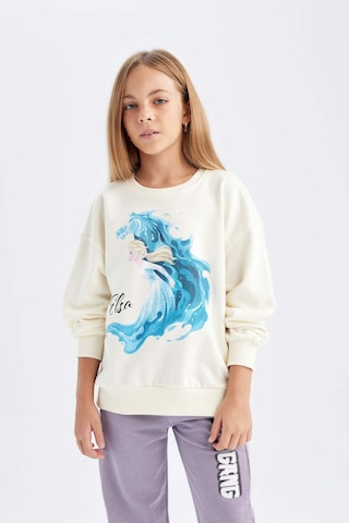 DeFacto Kız Çocuk Ekru Frozen Relax Fit Bisiklet Yaka Sweatshirt D1119A824AUER99 Ekru