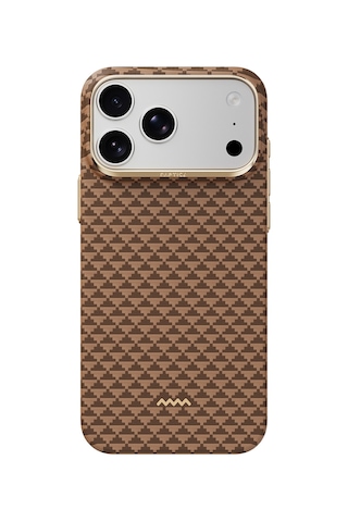 Apple iPhone Uyumlu 18 Pro Max Kılıf M-safe Özellikli Raptic Aramid Skin Origin Serisi Karbon Kapak Kahverengi