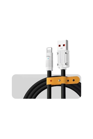 Valkyrie 120W-S 6A Usb To Lightning Sıvı Silikon Data Hızlı Şarj Kablosu Siyah