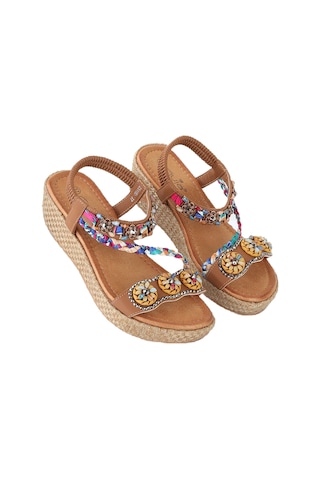 Vojo Daisy Rahat Taban Taş Boncuk Detaylı Kadın Sandalet 267800001858 13 Taba Taba
