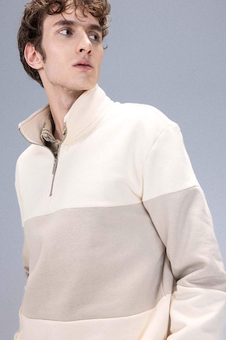 DeFacto Comfort Regular Fit Rahat Kalıp Dik Yaka Fermuarlı Çizgili Kalın Sweatshirt D2401AX24AUER42