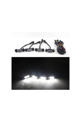 Padalink Araba Grili Led Işıkları - 12v Beyaz Işık, Füme Kapaklı, Dayanıklı Abs Malzeme, Kolay Kurulum, 4 Adet Işık + Kablolar + Sigorta