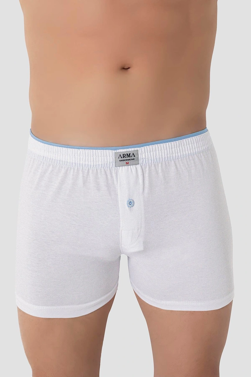 Arma Yıldız 6'lı Paket Beyaz Erkek Penye Havlu Bel Boxer %100 Pamuk Beyaz