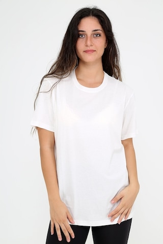 Rubadi Oversize Bol ve Geniş Kesim Bisiklet Yaka Basic Salaş Model T-Shirt Ekru