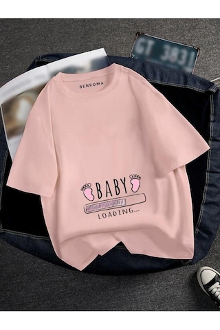 Benroma Hamile Pembe Baby Loading Baskılı Tisort