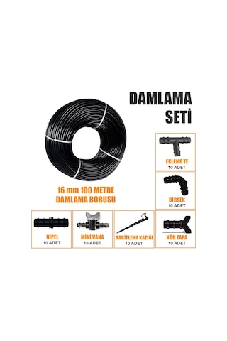 Delikli 100 Metre Damla Sulama Sistemi Damlama Borusu Ve Ek Parçaları Bahçe Ağaç Fidan Sebze Sulama Ekipmanları Damlama Hortumu