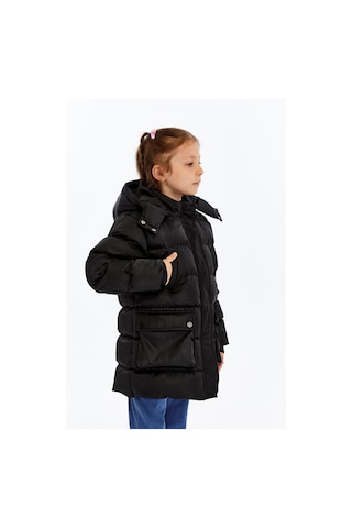 Benitto Kids Kız Çocuk Kalın Kışlık Kapüşonlu Kaban 51349 Siyah