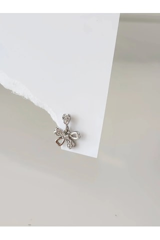 Sallantılı Fiyonk Kurdela Model Kıkırdak Piercing Tragus Helix Gümüş Renk Küpe Gümüş