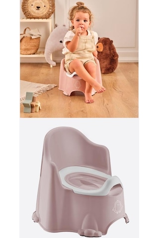 Flosoft Lazımlık, Kaydırmaz Tabanlı Kapaklı Taşınabilir Çocuk Bebek Tuvalet Eğitimi Oturağı Pembe