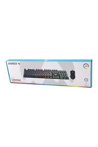 Siyah Gökkuşağı Işıklı Usb Kablolu Oyuncu Klavye - Mouse Set 5047