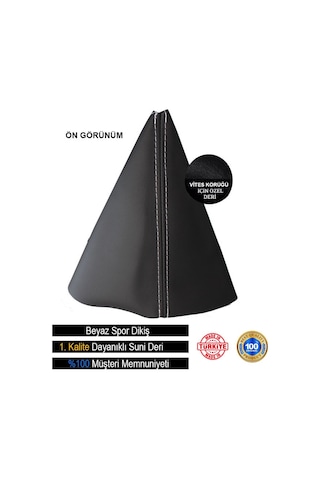 Volkswagen Bora Siyah Deri Özel Tasarım Beyaz Spor Dikiş Vites Körüğü