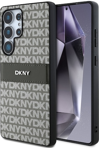 Galaxy Uyumlu S25 Ultra Kılıf Dkny Lisanslı Kartlıklı 3d Yazılı Repeat Texture Pattern Kapak Kahverengi