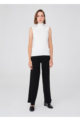 Peraluna Kadın Balıkçı Yaka Dar Kalıp Kolsuz Bluz Ekru-Ekru