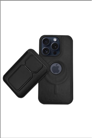 Magnetic Luxury Case + Mıknatıslı Cüzdan Apple Uyumlu iPhone 14 Pro Max Siyah Siyah