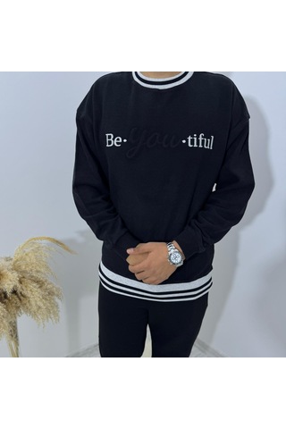 Highlander Be-you-tiful Nakışlı Selanık Kumaş Sweatshirt Lacivert