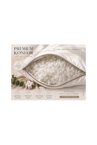 Biyeli Yastık Vizon Serisi 900gr Silikon Boncuk Elyaf Dolgulu 50x70cm