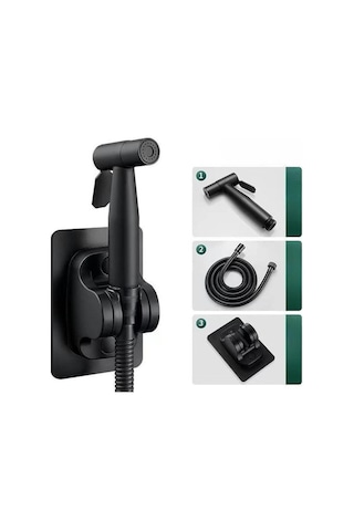 Pazly Suntek El Tipi Bide Sprey Duş Başlığı - Apartman & Otel İçin Siyah Model/ Siyah