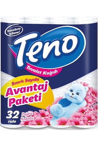Teno Çift Katlı Pudra Kokulu Ultra Tuvalet Kağıdı 32 Rulo