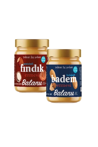 Kolajenli Badem Ezmesi & Proteinli Fındık Ezmesi 360 Gr- 2li Set