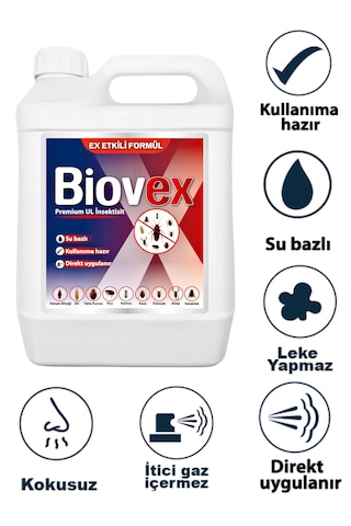 Biovex Premium Ul Haşere Hamam , Tahta Kurusu, Karınca, Kene, Karasinek, Akrep, Bit, Pire, Örümcek 5 Litre