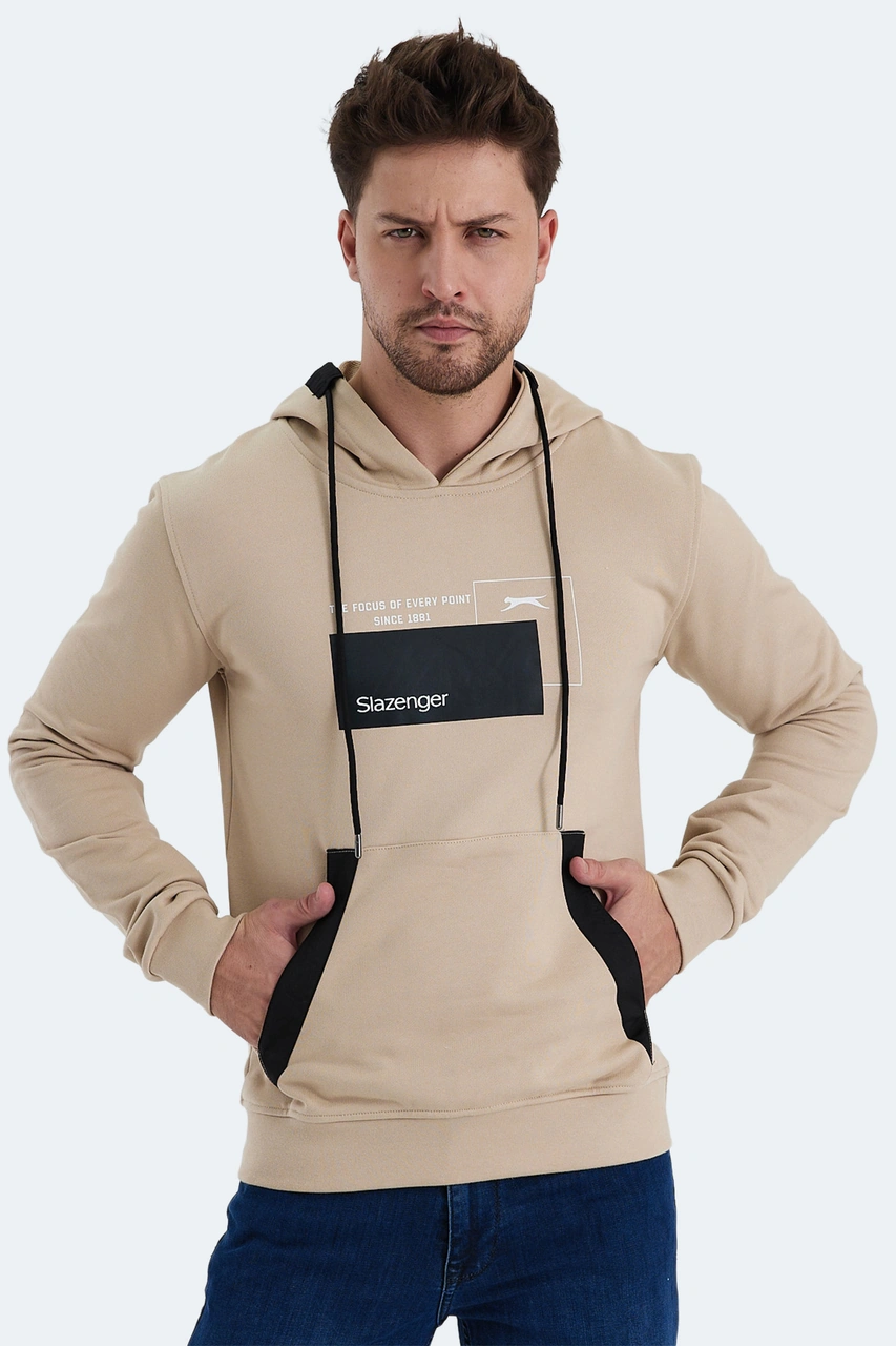 Slazenger Vanda 2 Li Set Erkek Kanguru Cepli Kapüşonlu Siyah - Bej Sweatshırt Siyah - Bej