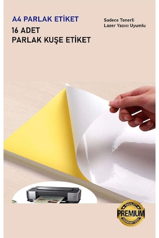 A4 16 Adet Yapışkanlı Parlak Kuşe Etiket Sticker