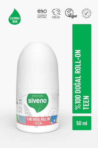 Siveno %100 Doğal Roll On Teen Girl Genç Kız Deodorant Ter Kokusu Önleyici Bitkisel Leke Bırakmayan Vegan 50 ML